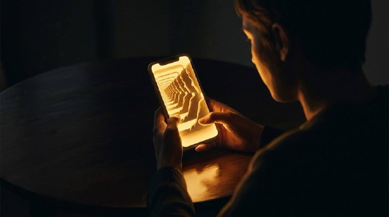 A glowing screen acting as an infinity mirror reflecting the user back to themselves