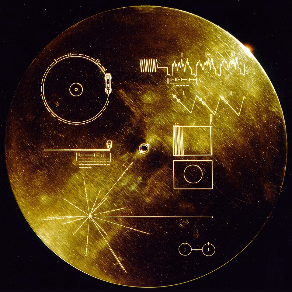 The gold-plated aluminum cover of the Voyager Golden Record